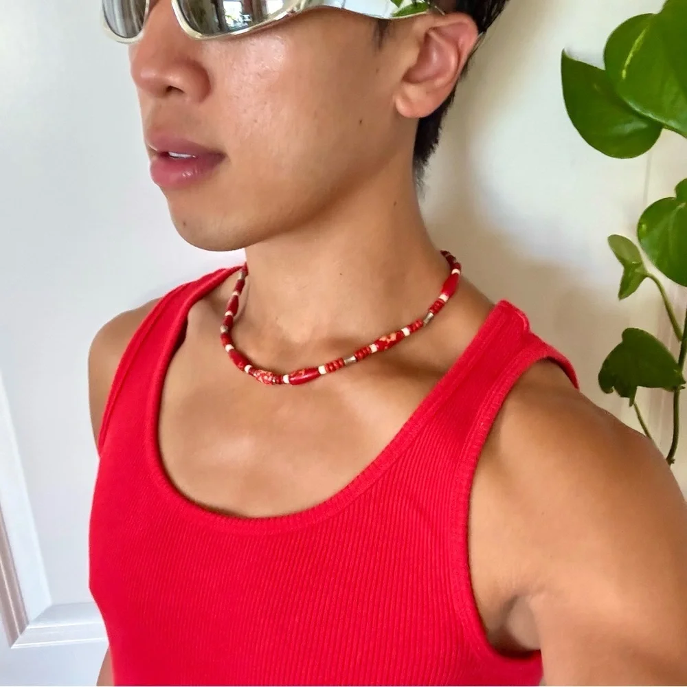 Vintage Y2K Red Beaded Necklace